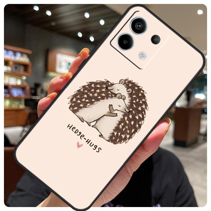 Kawaii Hedgehog Heart Cute Case For Xiaomi Redmi Note 13 12 9 10 11 14 15 Pro Plus Cover For Redmi 14C 10C 12C 13C 15 C