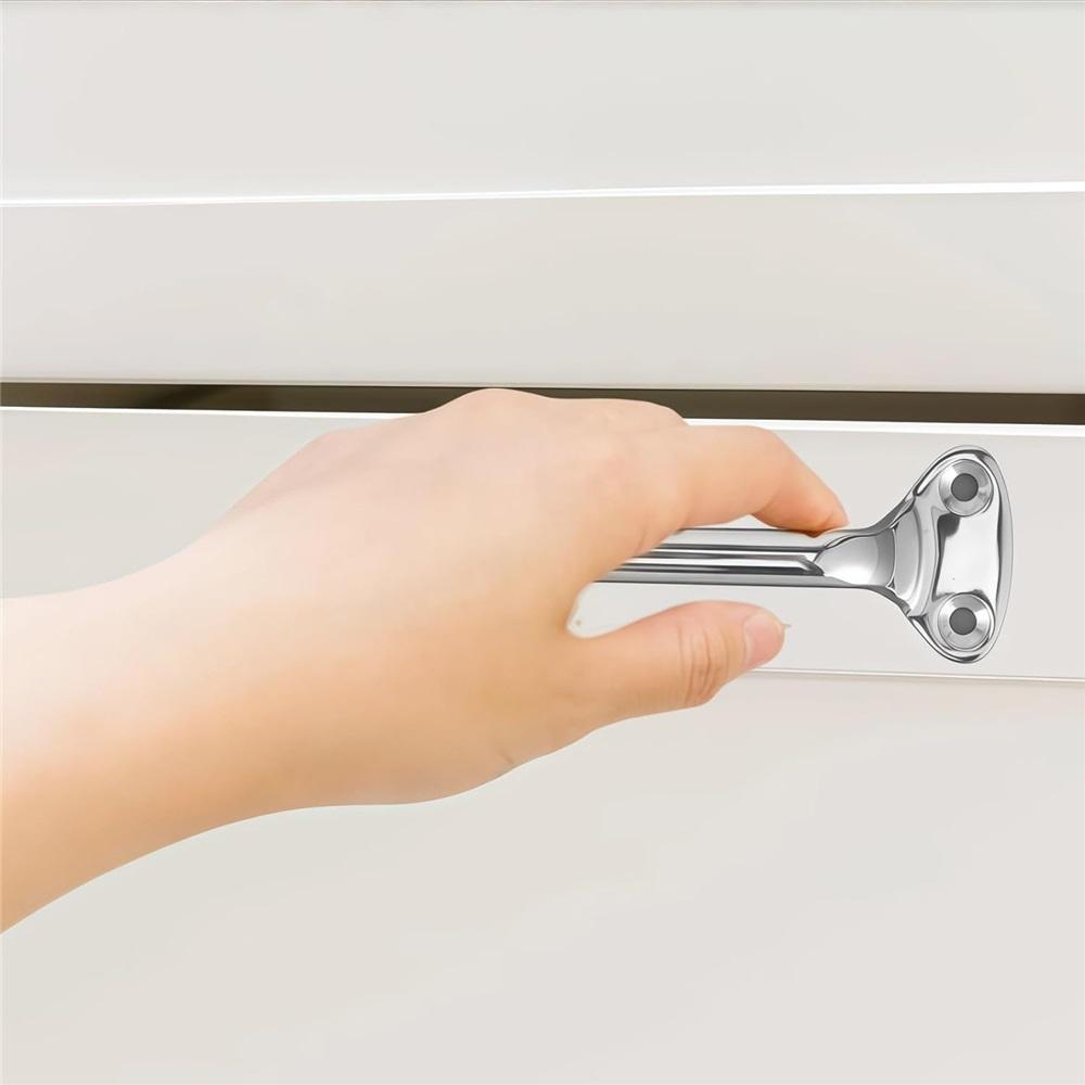  Large 5.81" 316 Stainless Steel Marine Door Handle – Heavy-Duty Mirror Polish – For Yachts, Boats, RVs, Bathrooms – 4-Hole Mount