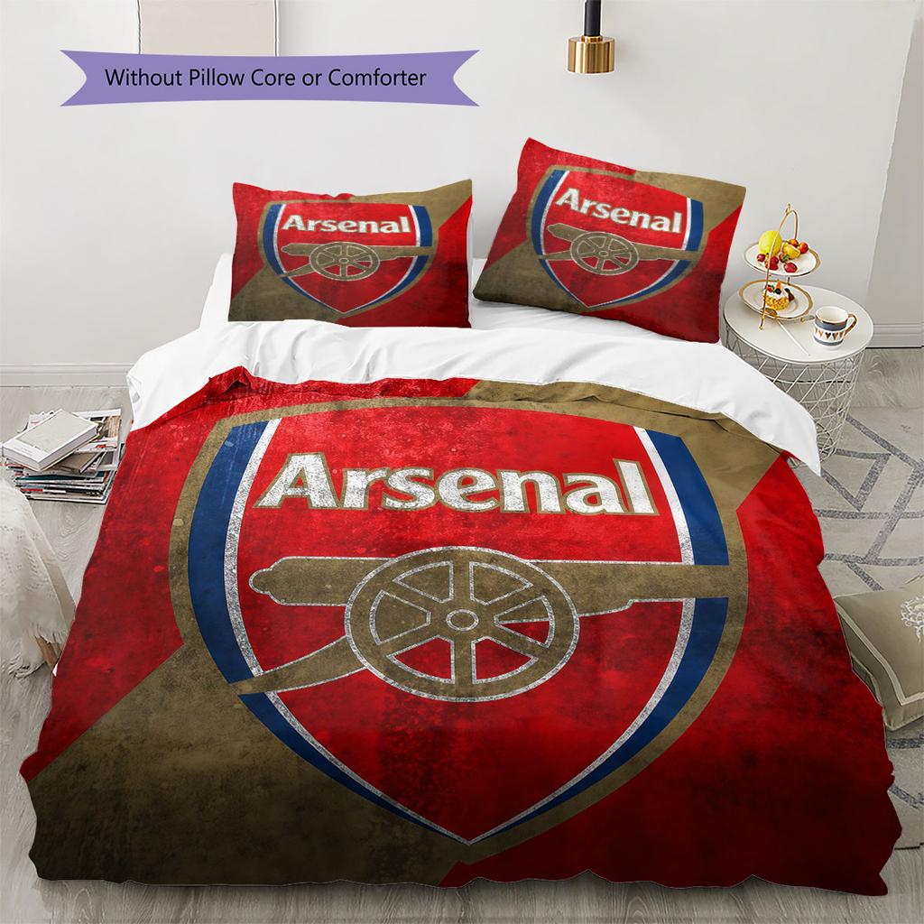 Arsenal F Pattern Bedding,Quilt Set Quilt Cover Pillowcase Home Birthday Gift(1 * duvet cover + 2 * pillowcase, without core)