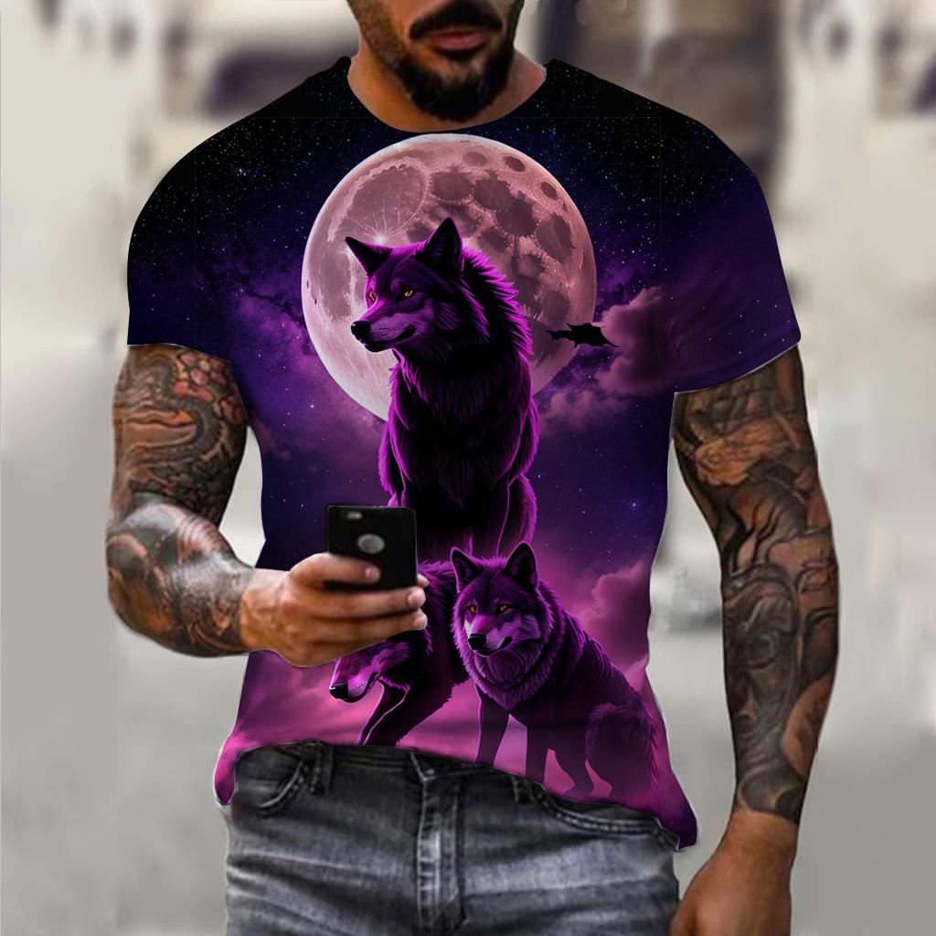 3D Wolfsbestie Aufdruck Herren und Damen Freizeit Kurzarm T-Shirt Rundhals Mode Trend Super Cool Herren Täglich Neue Kleidung