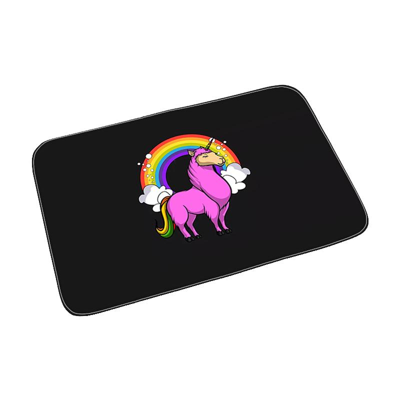 Pink Cute Cartoon Unicorn Pattern Doormat Bedroom Living Room Hallway Floor Rug Decor Balcony Anti-Slip Home Carpet Furry Mat
