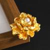 Faux Pearl Golden Peony Brooch Alloy Floral Lapel Pin Sweater Cardigan Coat Business Suit Clothing Accessories for Women Wife Girlfriend