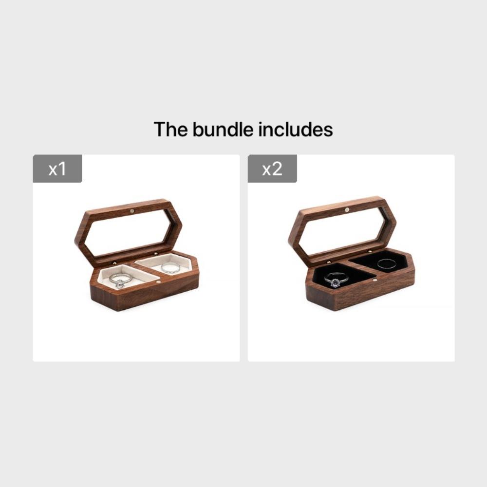 1 pièce Boîte à bijoux en bois, Boîte d'exposition vintage pour bagues, Boîte de rangement pour alliances, Boîte de rangement pour boucles d'oreilles et colliers, Petite boîte à bijoux