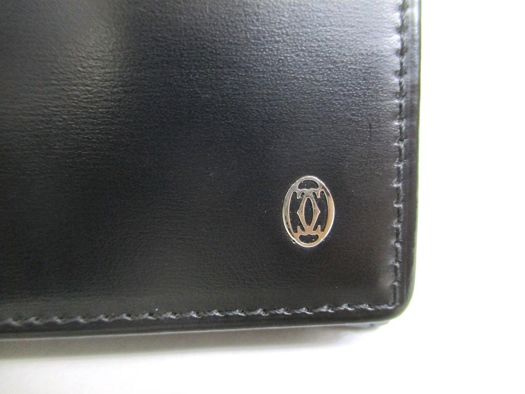 Authentic Cartier Pasha De Cartier Black Leather Siver H/W Card Holder #b100  Seller Refurbished