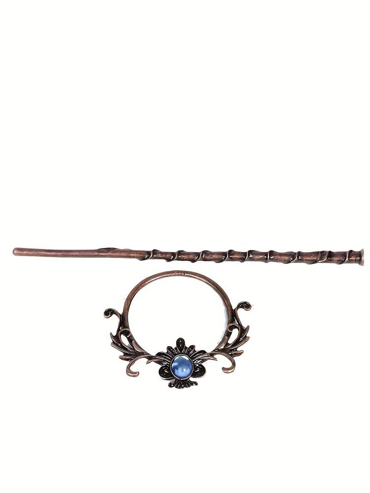 Viking Punk Witch Wand Hair Clip, Thick Moth Hair Wand, Halloween Party Cosplay Costume Props, Nordic Gothic Headwear