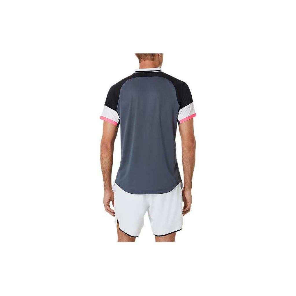 Asics Color Block Polo Short Sleeve T-Shirt Men Tops Navy-Blue 2041A246-003
