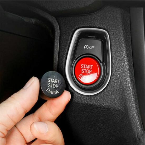 Red Start Stop Engine Push Button Switch Ignition Switch Panel Cover For BMW F