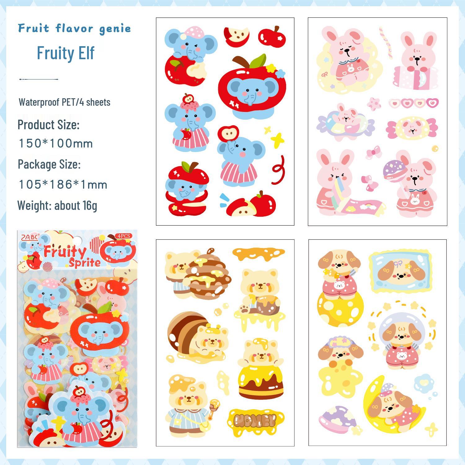 ZABC Sweet Dream Graffiti Transparent PET Sticker Pack - 6 Cute Styles, 4 Sheets of Decorative Stickers