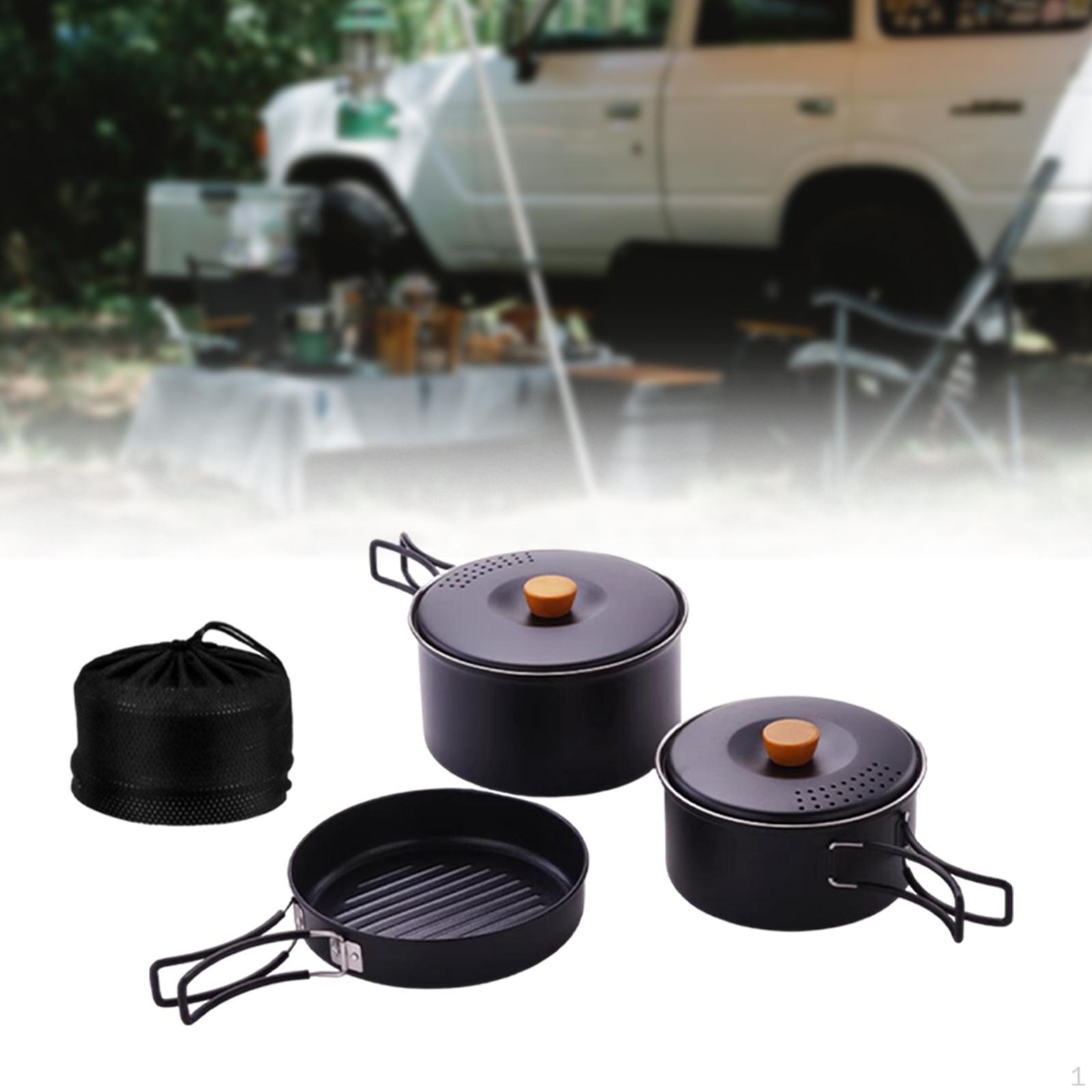 

Набор для приготовления пищи на природе из 3 предметов: кастрюли и сковородки для костра