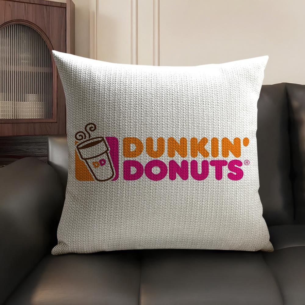 Food Dunkin' Donuts Cushion Cover Summer Breathable Linen Organic Fabric Double-Sided Printing Sofa Pillow Case Home Decor