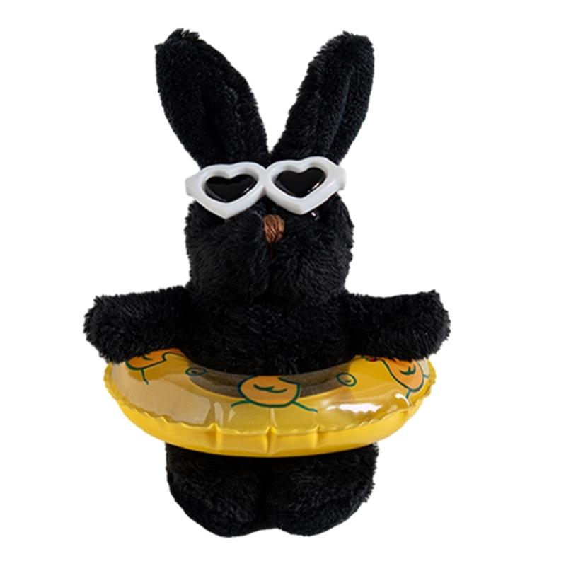 

Cute Rabbit Keychain Plush Cartoon Love Eye Swimming Rings Pendant Keyring Phone Bag Ornament Handbag Backpack Decor 1