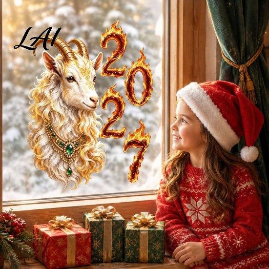 Professional Holiday Window Sticker 2027 Year of Goat Cling Golden‑White Zodiac Static Glass Cling Sticker Lunar New Spring Festival Decor