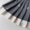 Girls' Stylish College-Style Embroidered Vest & Pleated Skirt Set for Autumn/Spring