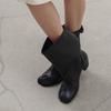 New leather thick heel split-toed boots for women wear wide tube pig's trotters Chelsea boots Martin boots short boots