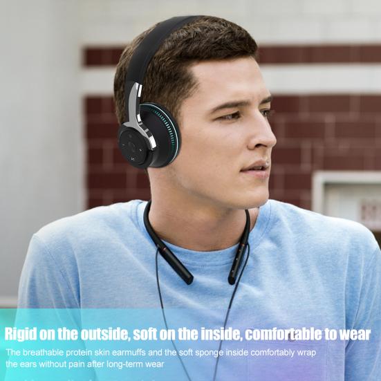 H2 Over Ear Wireless Headphones Bluetooth-compatible 5.1 Stereo Foldable Stretchable Headset Multicolor