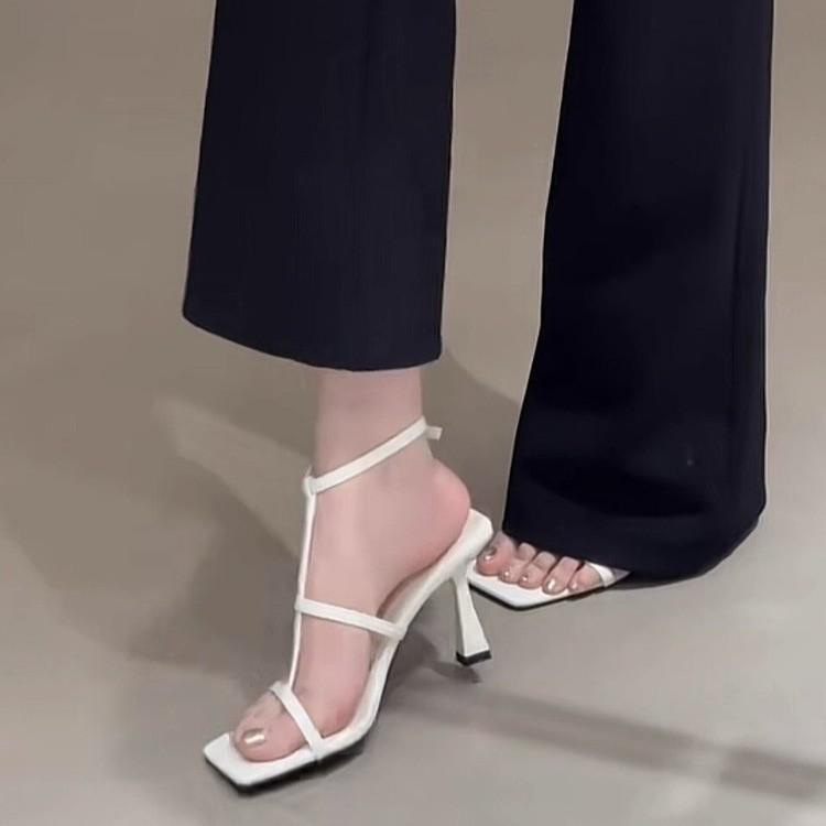 

2025 новые нюдовые туфли на высоком каблуке женские головные шпильки босоножки на одном ремешке высококлассные босоножки-шпильки 35