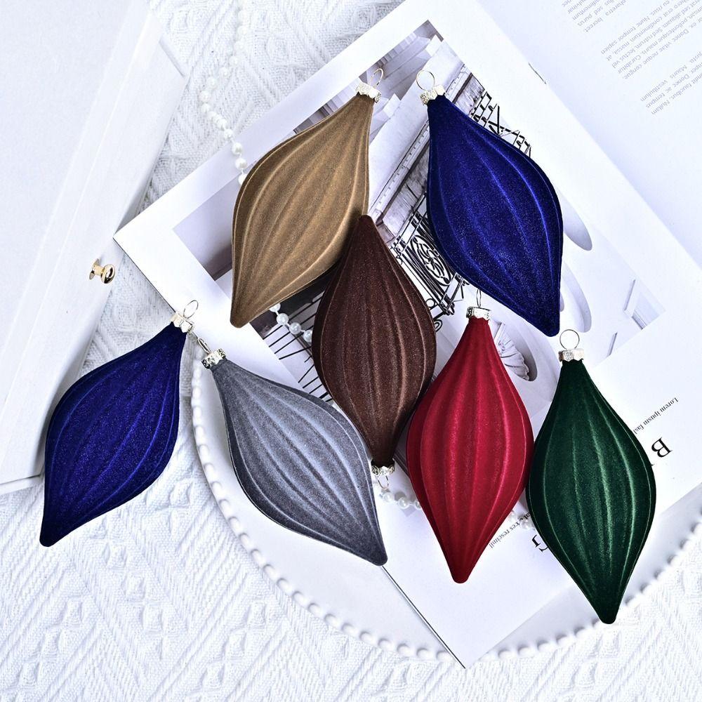 2pcs Shatterproof Velvet Christmas Cone Ball Pendant Xmas Tree Ornaments Home New Year Decorations