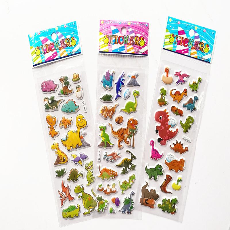 6/12/24pcs 3D Bubble Stickers Reusable Cartoon Dinosaur Design Children Sticker Toys for Kids Birthday New Year Gift TMZ