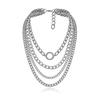 Exaggerated Punk Trend Multi-Layer Necklace, Fashionable Diamond-Encrusted Circle Thick Chain Necklace Women