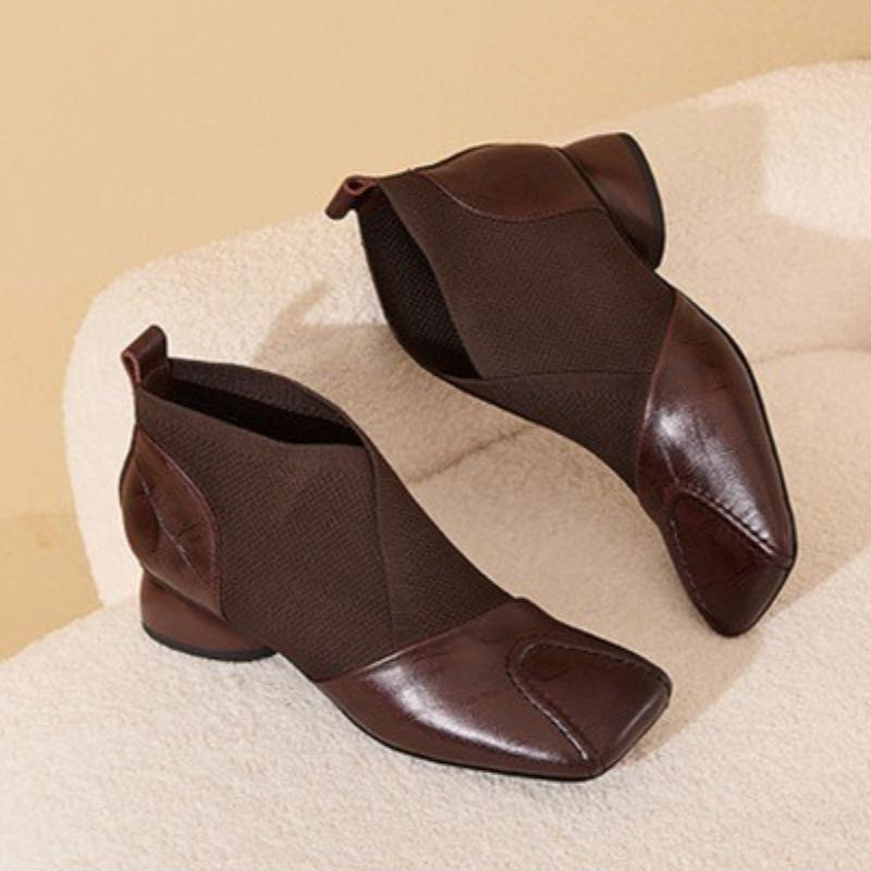 

Модные женские ботильоны до щиколотки, туфли с квадратным носком, женские зимние дизайнерские элегантные туфли для платья из замши на платформе челси, женские ботинки на массивном каблуке 40 коричневый