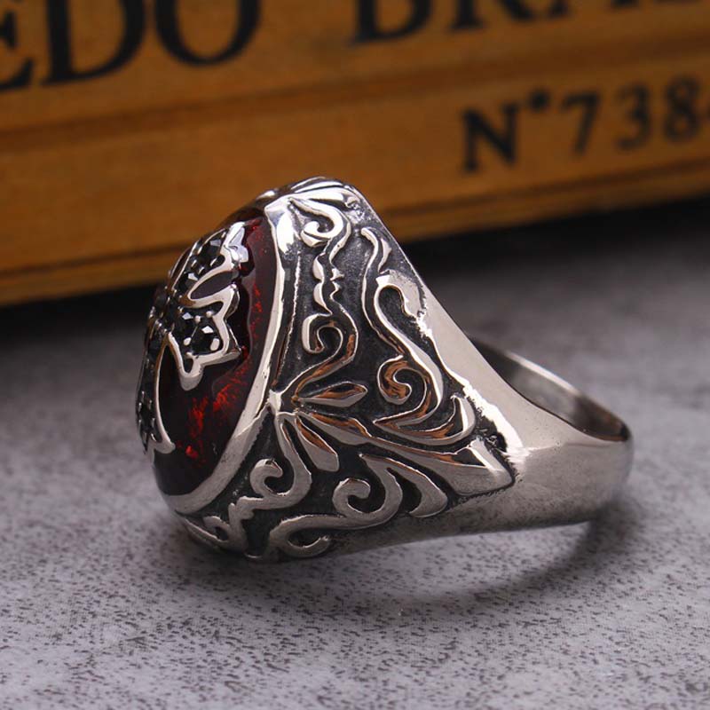 Mens Gothic Style Titanium Steel Cross Ring Personality Stainless Steel Men's Ring Men's Punk Style Ring Accessories