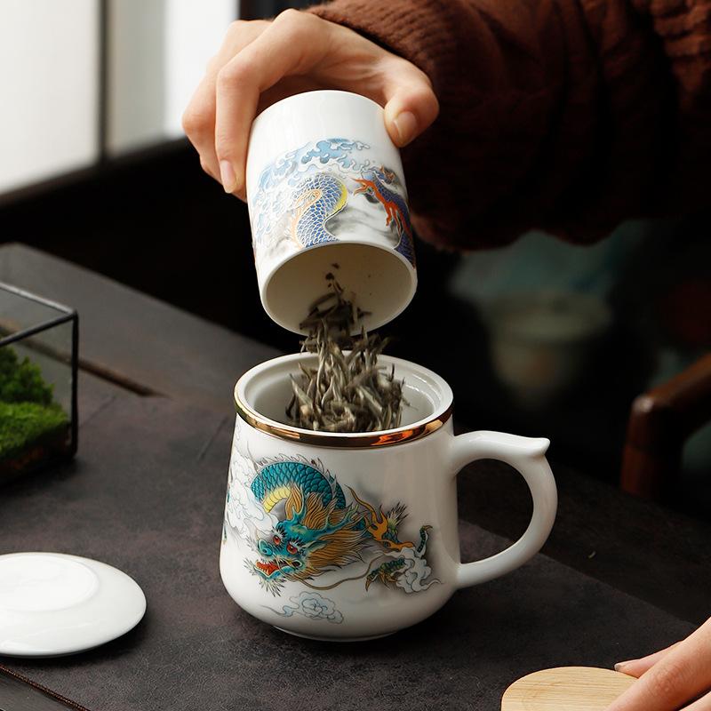 China Baixianglong Office Cup Gift Box White Porcelain Tea Set Business Year Of The Dragon Souvenir Company Annual Meeting Personal Gifts