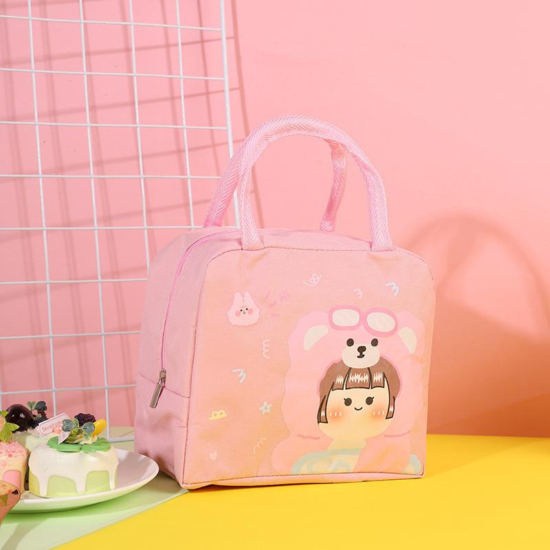 

Cartoon Bento Theme Bag With High Capacity Oxford Cloth Insulated Lunch Bag розовый