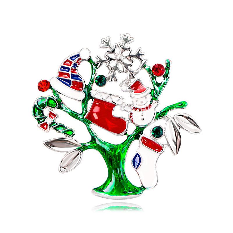 New 1Pc Christmas Tree Party Enamel Tree Brooches Fashion Women MenCausal Office Brooch Pins Gifts New Year Clothing Decoration