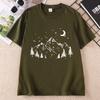 Minimalist Mountain T Shirt Nature Lover Tee Moon Mountain Graphic Tee Hiking TShirt Casual Round Neck Printed Tshirt Clothes