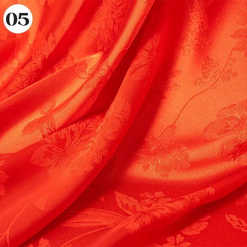 Vintage Kyselina octová Saténová látka Měkký vzor květinových větví Žakárová látka na Oblečení Šaty Sukni Cheongsam DIY Šití Textil