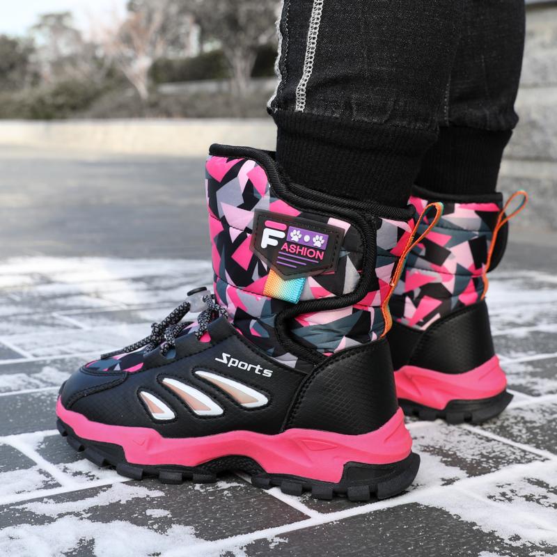 Детская зимняя плюшевая теплая спортивная обувь с высоким берцем из хлопка — фото 21