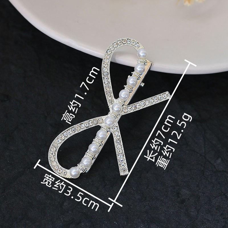 Listed Bow Imitation Pearl Hairpin Female, Broken Hair Edge Clip One Word Hairpin Bangs Side Temperament Hair Accessories