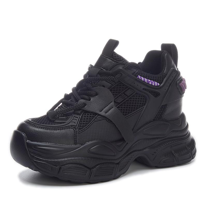 Women's 8cm Height-Increasing Breathable Chunky Sneakers - Thick-Soled Mesh Casual Shoes A8682