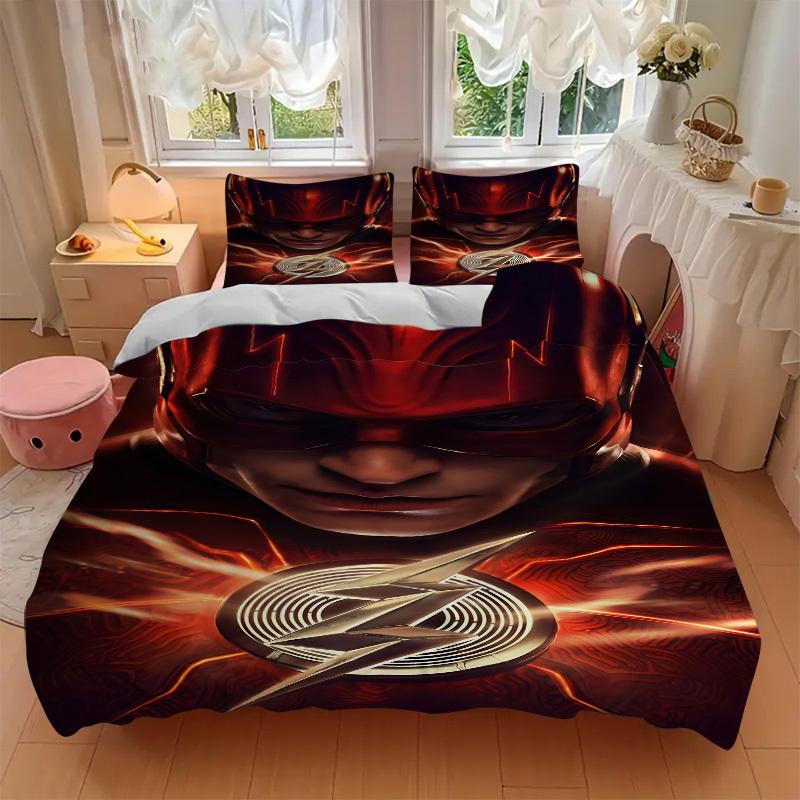 3pcs Flash Symbol Duvet Cover Set, 1 Duvet Cover + 2 Pillowcases (No Insert), High-Definition Print for All Seasons,Durable yy251103064