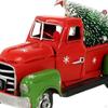 Christmas Red Truck Decorations Rustic Metal Car Model Xmas Ornaments for Table