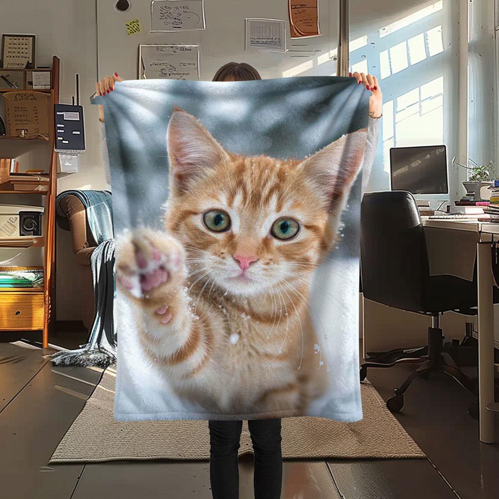 1 Stück Haustierkatzen-Aufdruck Flanelldecke, Hohe Qualität, Bequem für alle Jahreszeiten, Heimdekoration, Wärme und Komfort, Perfekt für Weihnachtsgeschenke