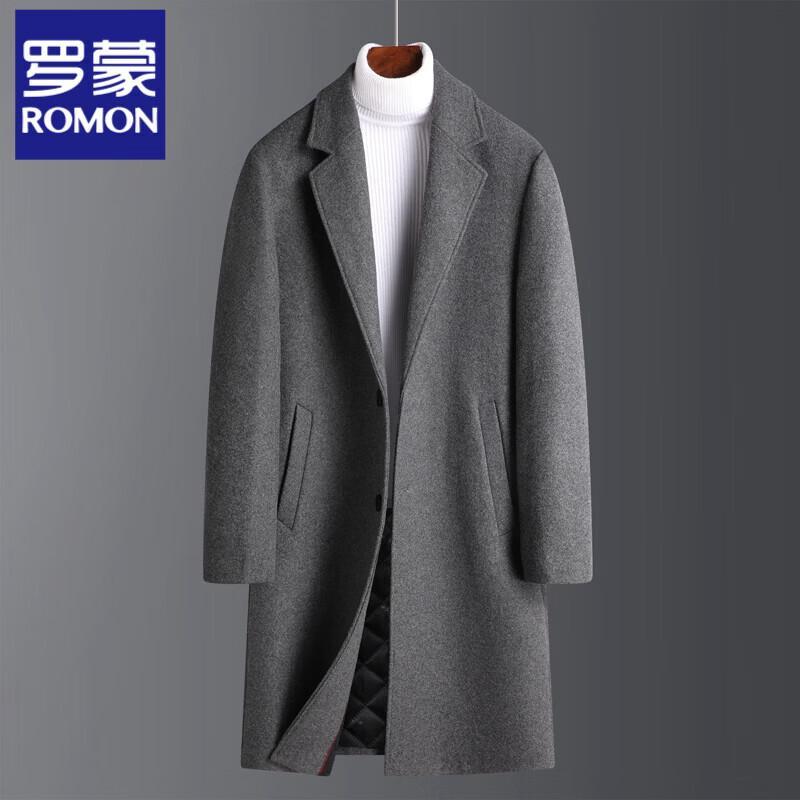 ROMON E Men's Mid-Length Wool Blend Overcoat