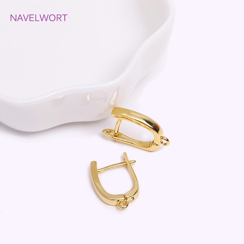 18K Gold Plated Brass Earring Hook Clasp,High Quality Ear Wire For Earring Making Findings,Accessories For Earrings