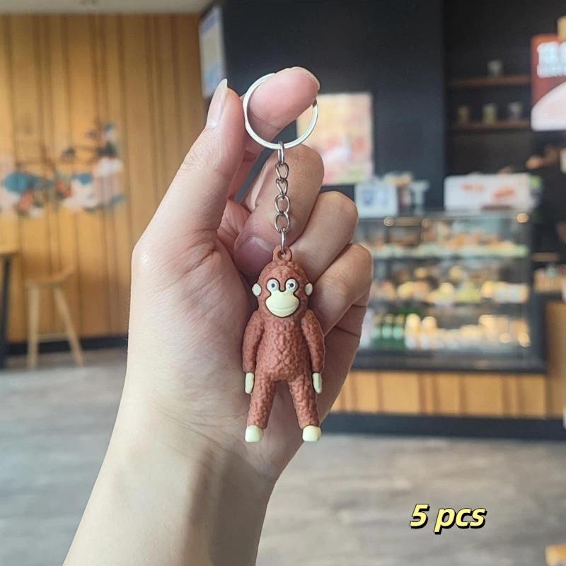 5Pcs Creative Protect Punch The Monkey Keychain Cute Gorilla Decor Hanging Keychain Anime Peripherals Toy Birthday Gifts