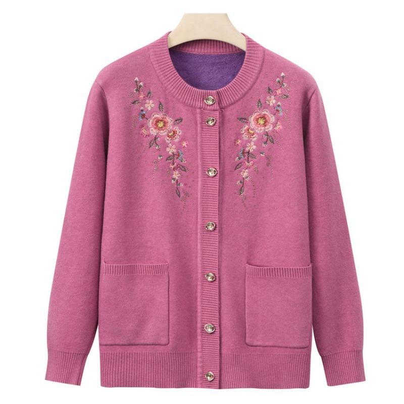 Grandma winter clothes new bottoming shirt women middle-aged and elderly knitted sweater temperament mother cardigan top old lady clothes