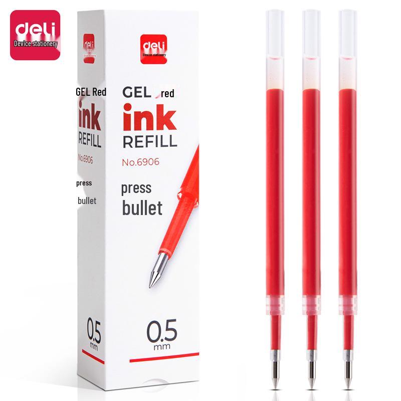 De.Li 0.5mm Bullet Tip Gel Pen Refill 6906, Click-Type for Exams 20 pieces/box
