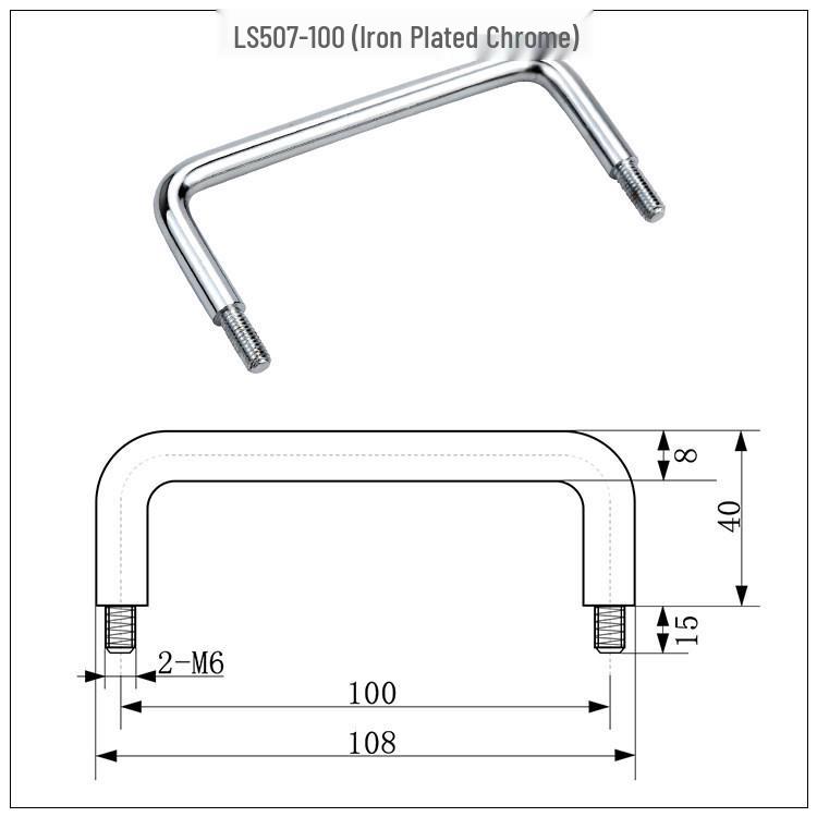 LS507 Solid Handle External Thread Pull Handle for Cabinets and Doors, Carbon Steel and 304 Stainless Steel