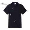 Solid Color Chef Top Slanted Collar Button Short Sleeve Pocket Hotel Workwear Professional Stand Cardigan Catering Uniform Kitchen Clothes Waiter
