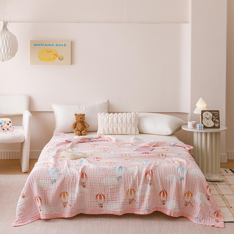 Class A Cotton Six-layer Bubble Gauze Throw Blanket Soft Towel Quilt Comfortable Cover Blanket For Children Adult Baby Daily Use
