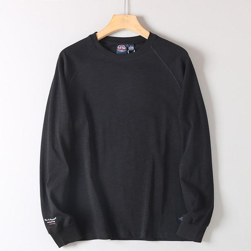 Cotton Raglan Sleeve T-shirt Foreign Trade Men's Clothing Factory Tail Goods Autumn and Winter Casual round Neck Long sleeve Bottoming Shirt