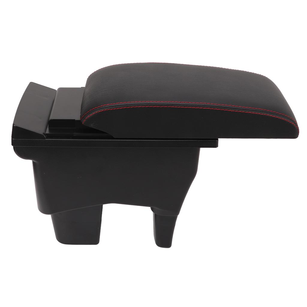 Car Armrest Box Black Central Console Arm Rest Storage Box Red Stitch with USB Interface Replacement for Suzuki VITARA