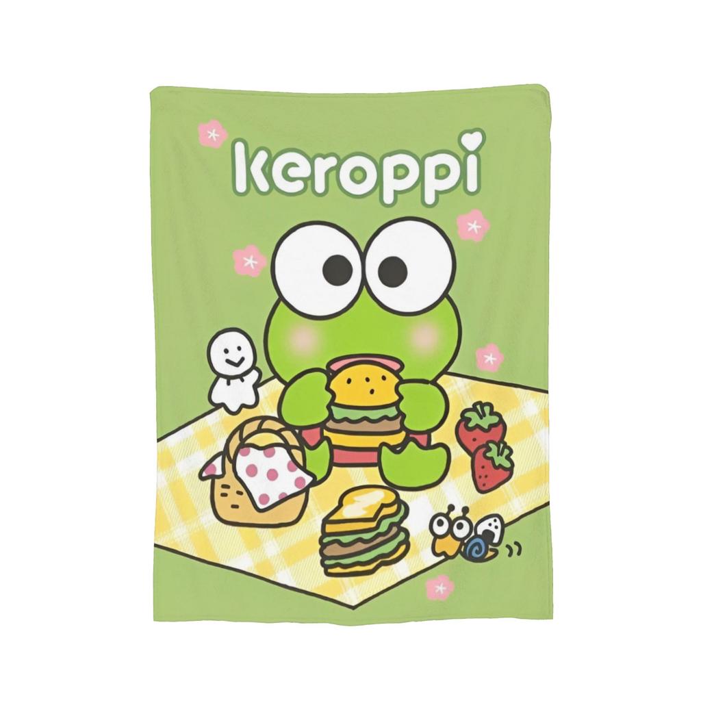 Keroppi Flannel Blankets Anime  Fashion Throw Blankets for Home 125*100cm Bedspread,