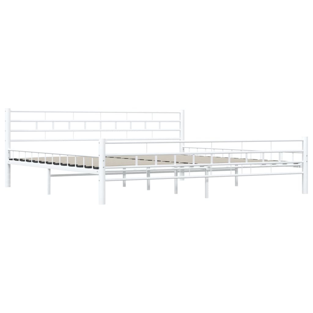 Bed Frame White Metal 200*200 cm