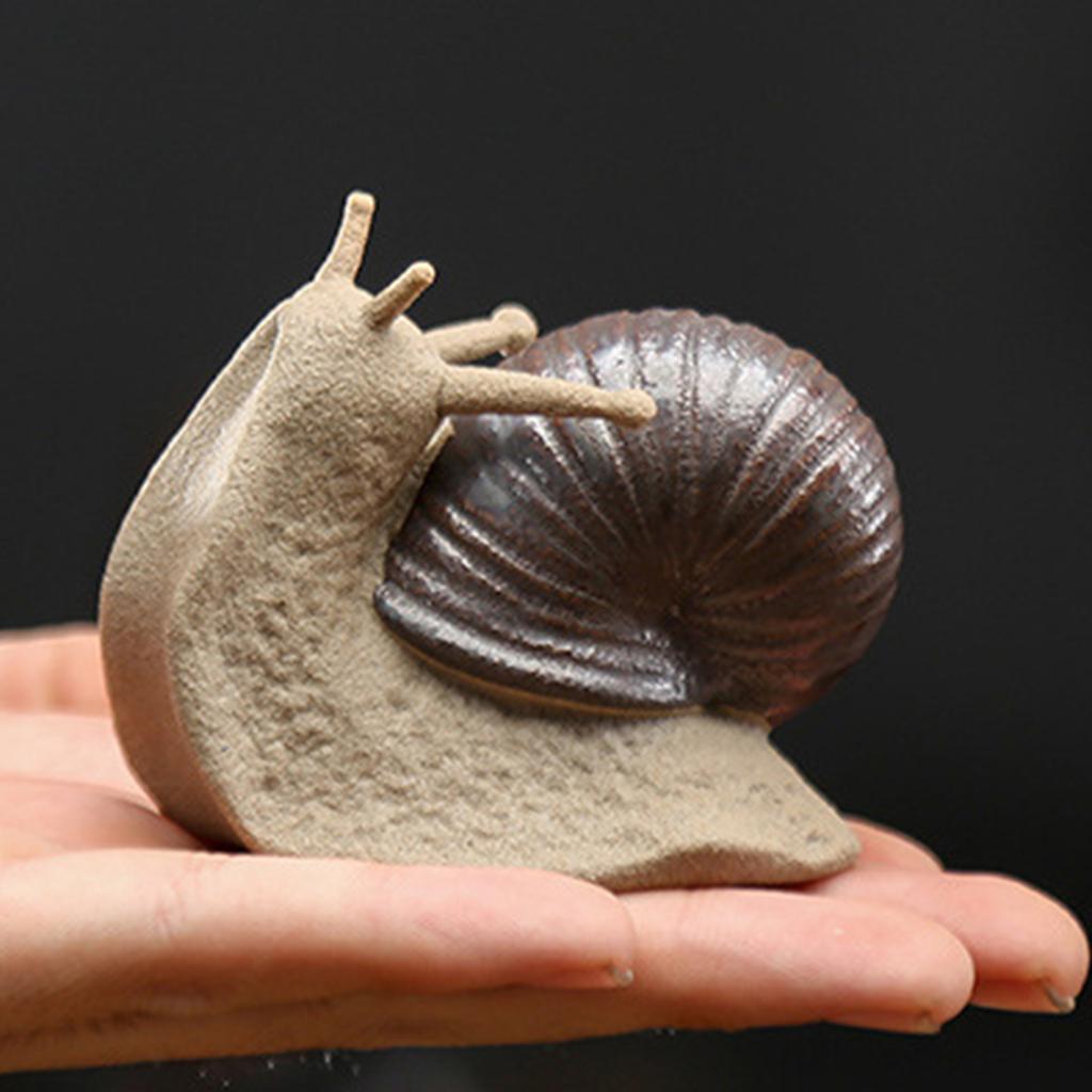 Snail Miniature Figurine Model Coarse Pottery Ceramics Snail Statue Ornament for Fairys Garden Landscape Decoration