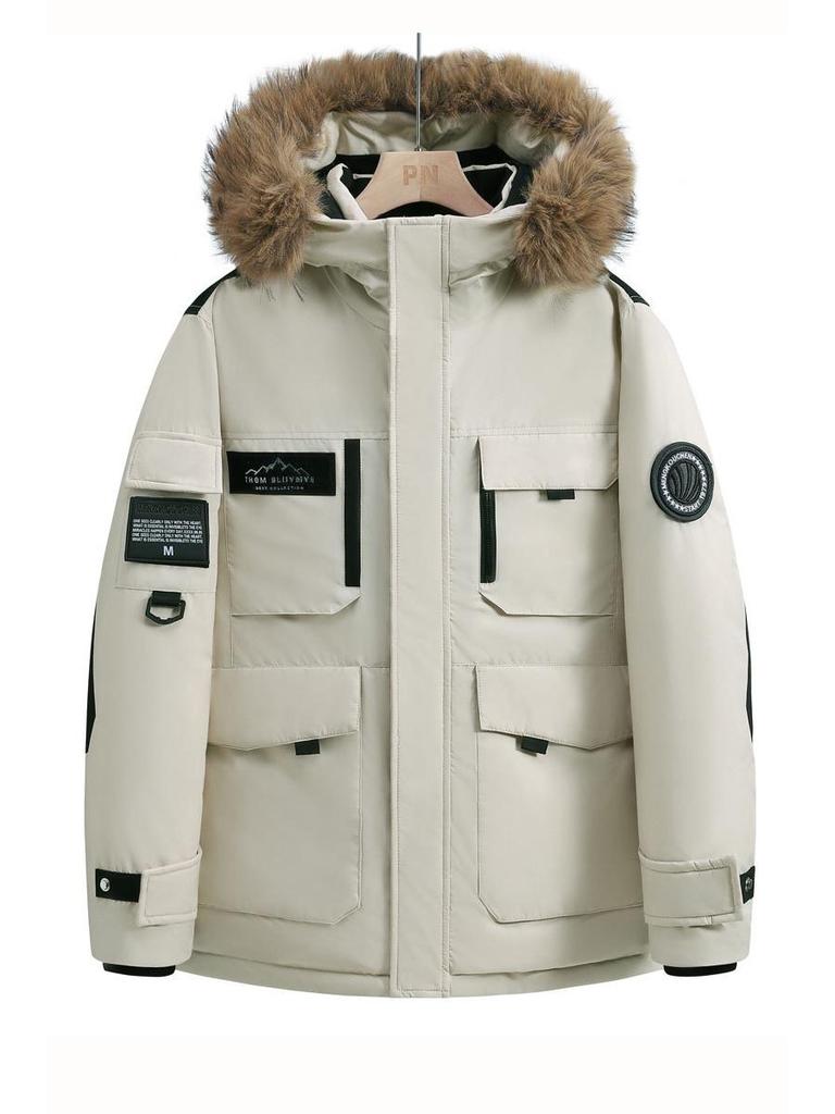 Warm Fur Collar Down Jacket for Men & Women - Short Winter Coat for Extreme Cold, Outdoor & Casual Wear